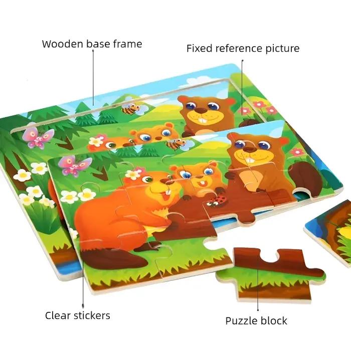 Puzzle 3D en bois Montessori