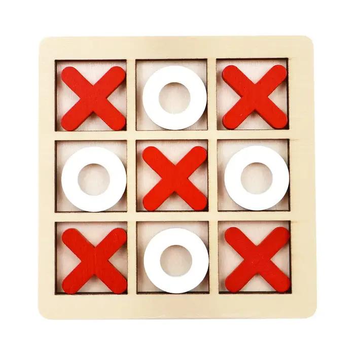 Jeu de puzzle Tic Tac Toe en bois pour deux joueurs