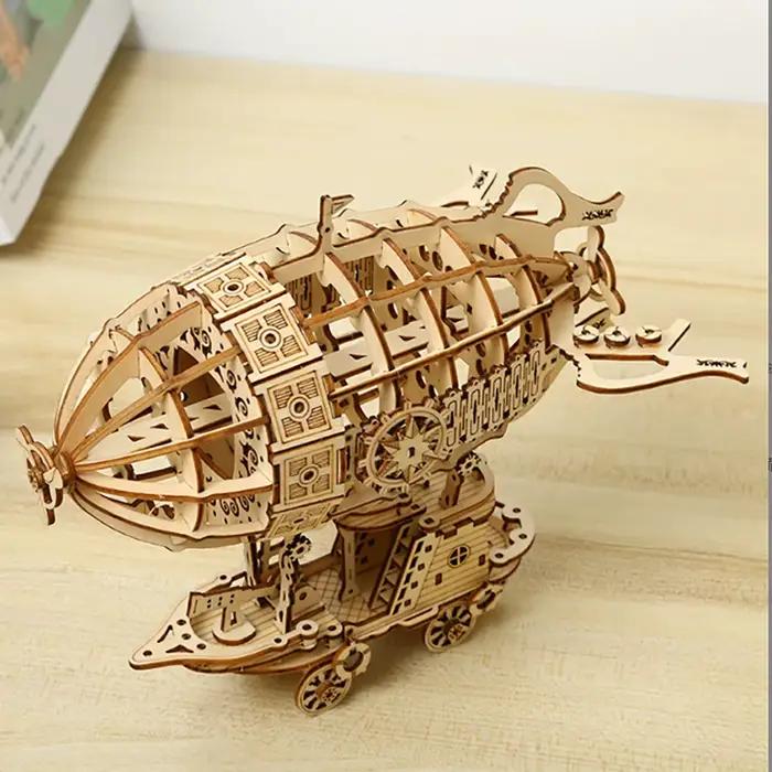 Puzzle 3D en bois de voiture dirigeable, kit de modèle de bricolage, cadeau artisanal, décoration de la maison, kit de modèle mécanique, jouet de construction pour adolescents et adultes