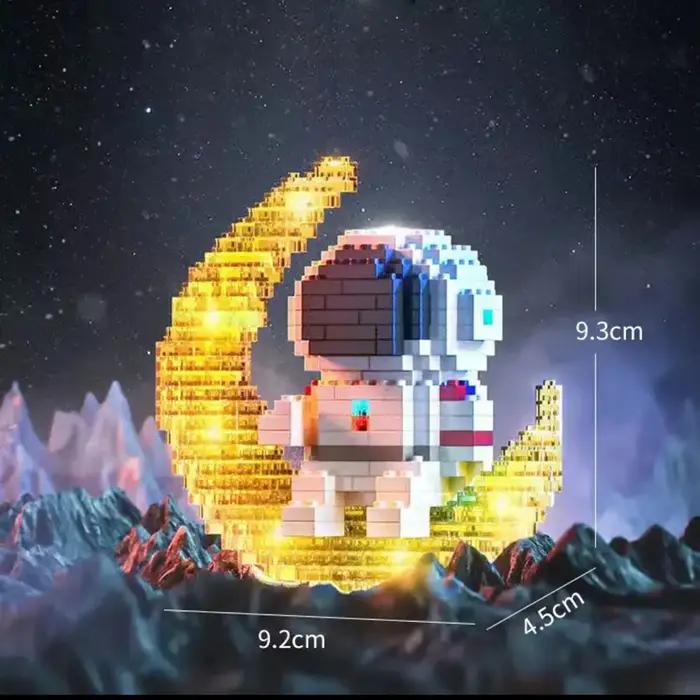 Knew construit lumineux astronaute lune Micro brique blocs de construction ensemble jouets éducatifs lumière LED technol