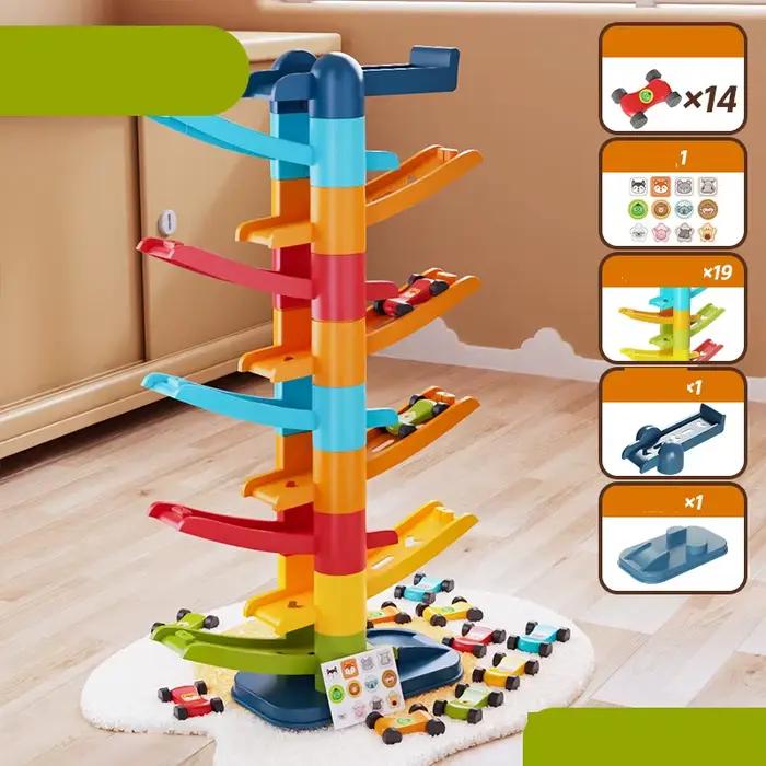Piste coulissante multicolore pour enfants 2 à 5 ans jouet à inertie multicouche dessin animé puzzle toboggan voiture montagnes russes jeux de course occasions spéciales enfants imagination développement