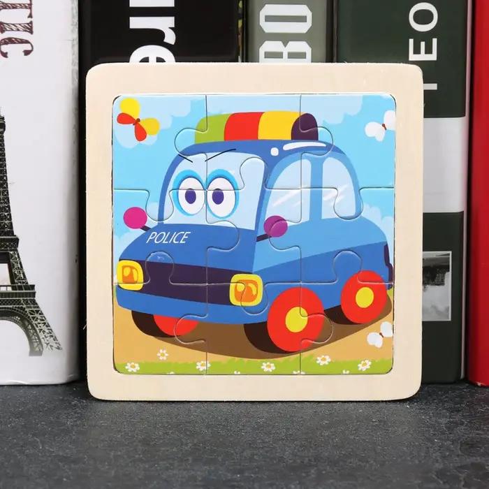 11X11CM enfants Puzzle en bois dessin animé trafic d'animaux Tangram
