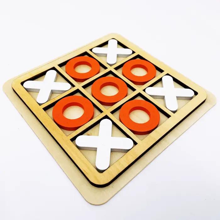 Jeu de société Tic Tac Toe en bois massif – Parfait pour le plaisir familial et le divertissement da