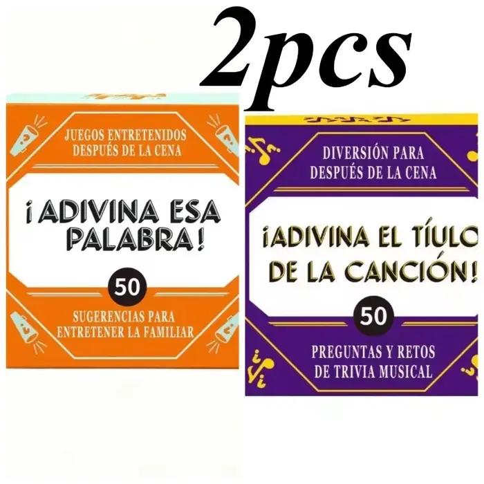 Jeu de devinettes de mots espagnols - 50 cartes de vocabulaire, jeu de cartes d'apprentissage des langues, jeu de réunion familiale, adapté aux adultes et aux adolescents.
