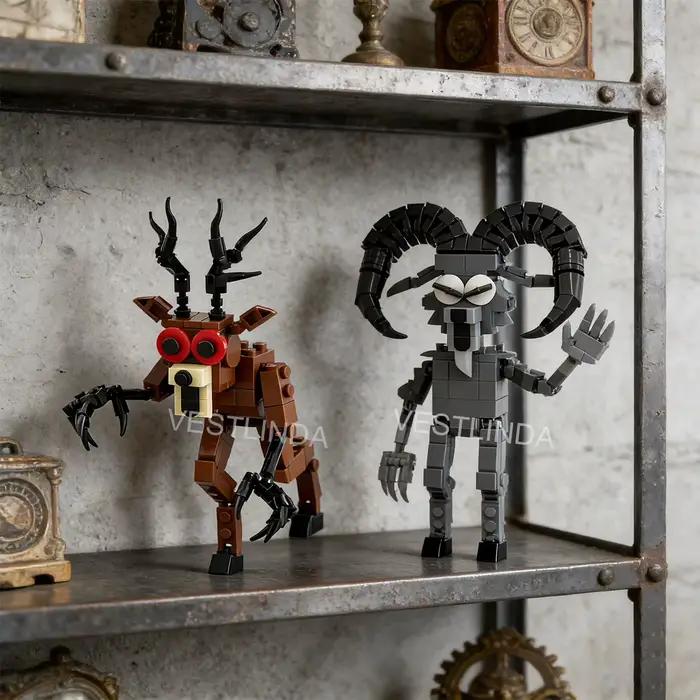 Série 99 Nuits de Forêt Horreur : Blocs de Construction Thème Forêt (Cerf, Hibou) – Jouets d'Assemblage Amusants, Puzzle Décontracté, Décoration de Bureau, Cadeau d'Halloween