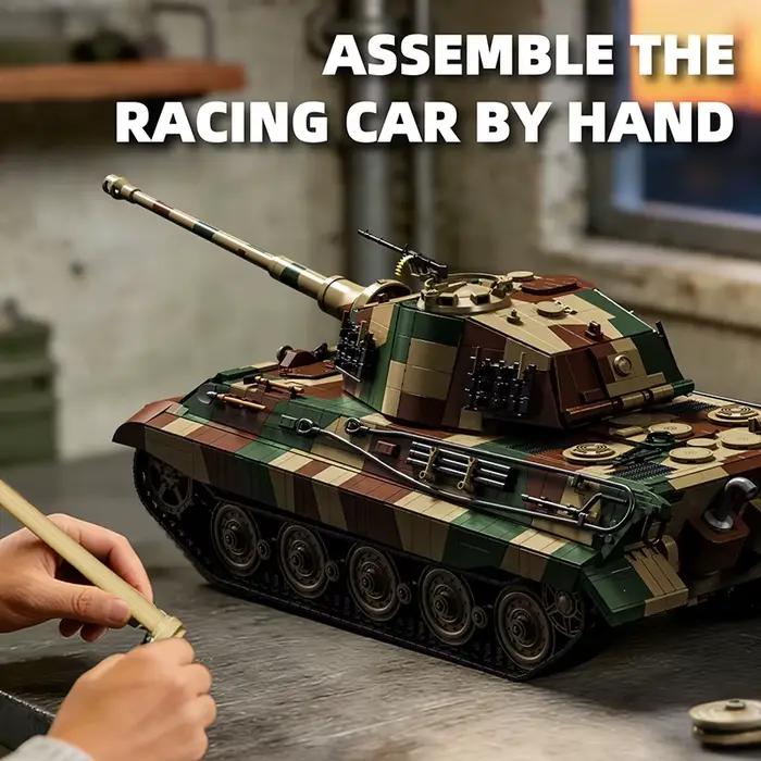 King Tiger 2 - Blocs de Construction de Char Lourd - Briques d'Assemblage de Véhicule Blindé - Jouet Éducatif - Cadeaux de Noël et de Nouvel An pour Adultes 97036