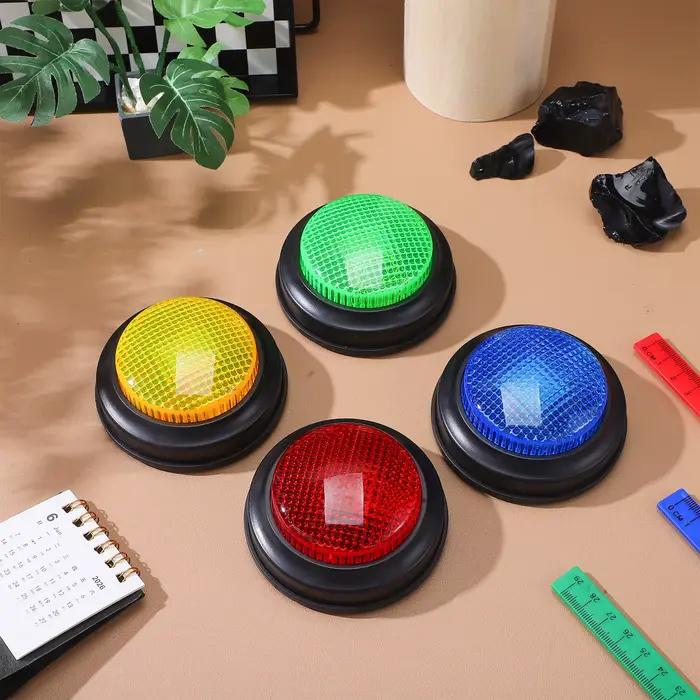 4 boutons de réponse sonores à pression manuelle pour jeux, couleurs vives, sans piles, pour salle de classe et questions-réponses