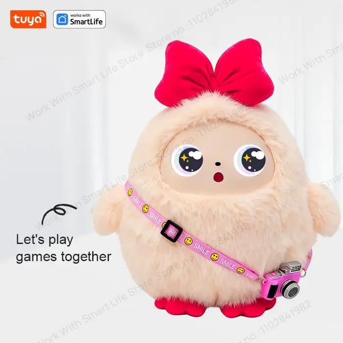 Robot en peluche intelligent Tuya AI, animal de compagnie électronique interactif vocal, jouet compagnon aux yeux LED dynamiques, rechargeable par USB, cadeau pour tous les âges