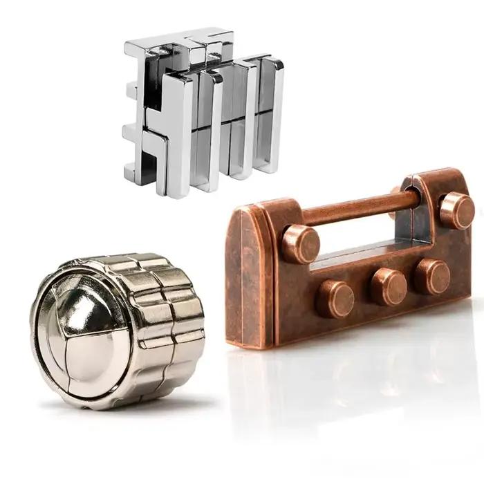 3 pièces très difficile casse-tête Puzzle métal IQ défi jeux jouets éducatifs pour enfants adultes Juegos De Ingenio Metalico
