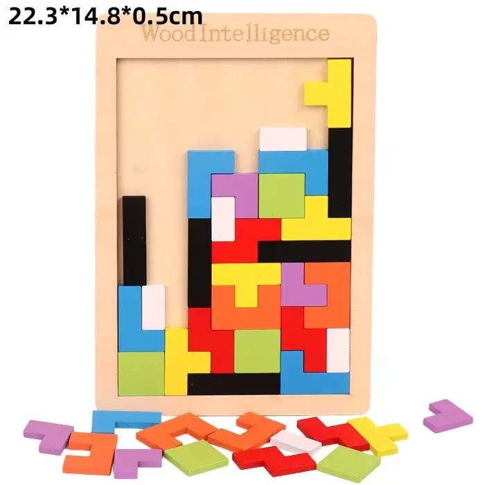 Jeu de Puzzle en blocs de bois 3 en 1 pour enfants