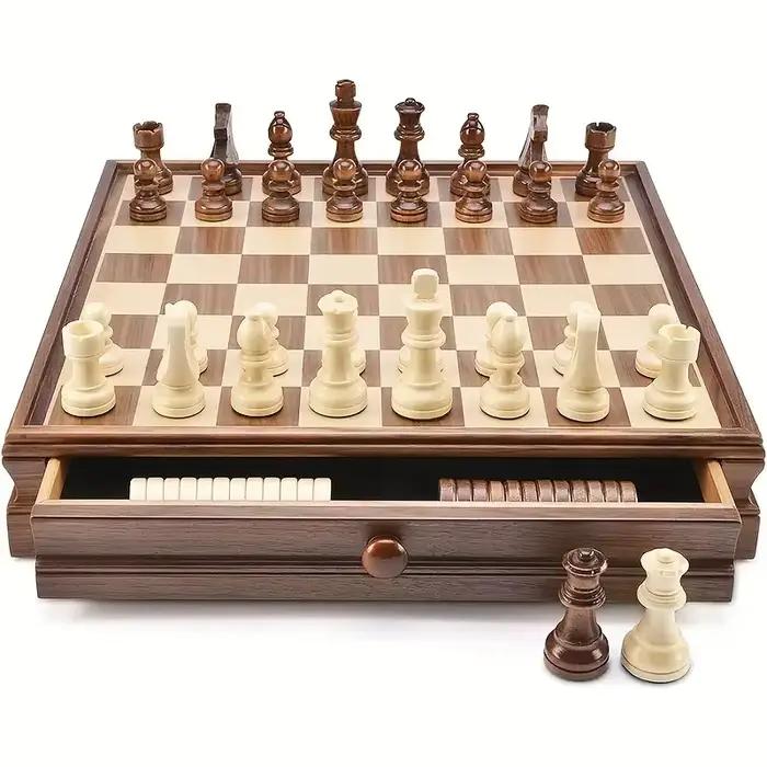 Chess and Checkers Tiroir de rangement intégré de 38 cm