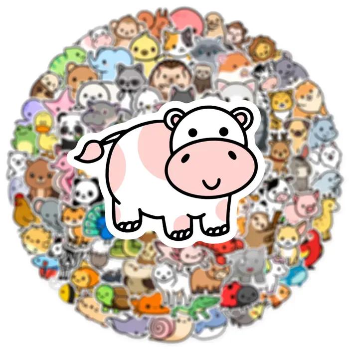 100 pièces mignon dessin animé animaux mélange Graffiti autocollants bricolage téléphone guitare ord