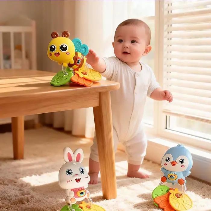 Jouet hochet en plastique ABS avec dessins animés mignons pour développer la coordination œil-main chez les enfants de 13 à 36 mois occasions spéciales cadeaux d'anniv noel