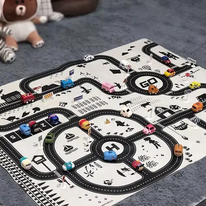 Tapis de carte de route 130x100CM pour enfants