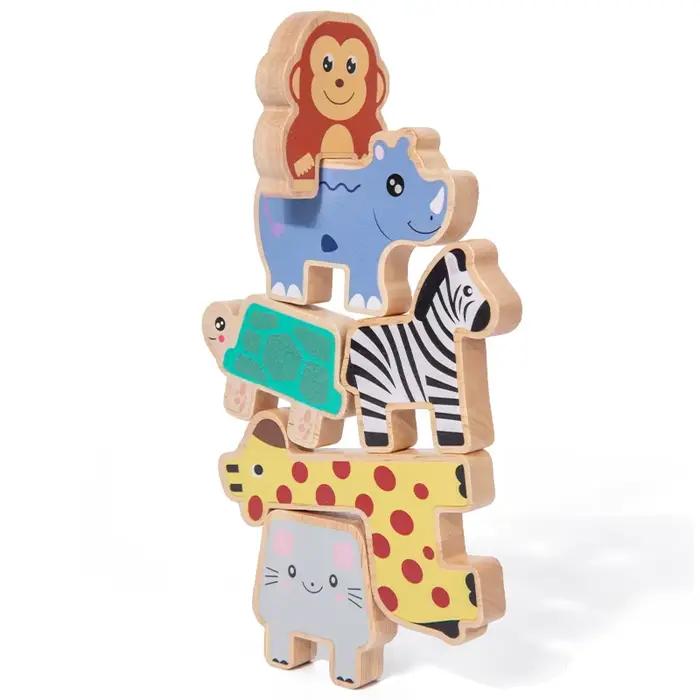 Jeu de blocs à empiler en bois avec animaux de la forêt puzzle d'association de formes jouet d'équilibre éducatif pour enfants 3-6 ans occasions spéciales