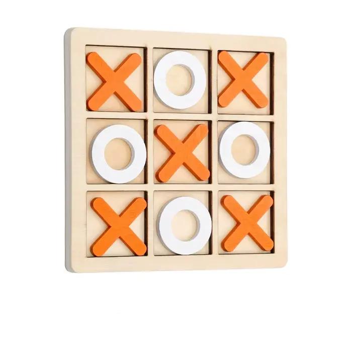 Jeu de société Tic Tac Toe en bois massif – Parfait pour le plaisir familial et le divertissement dans l'arrière-cour!