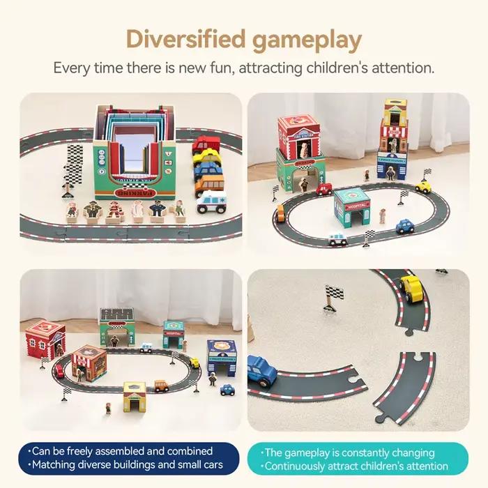 Blocs de construction de voiture, accessoires de piste, ensemble de jouets d'assemblage pour enfants, développe les compétences sociales du bébé, jouets d'apprentissage précoce pour enfants
