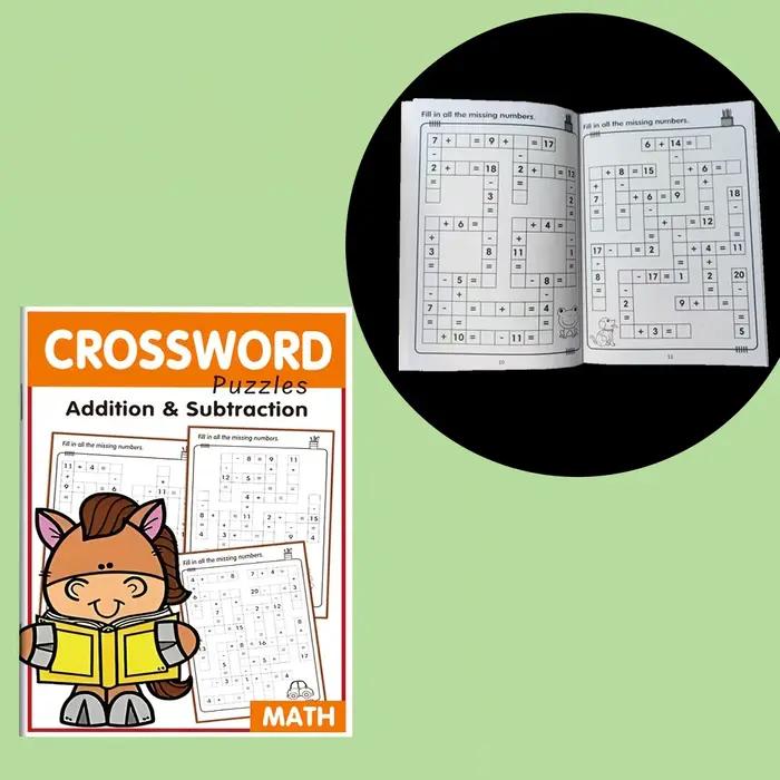 Livre de puzzle de mots croisés mathématiques pour enfants
