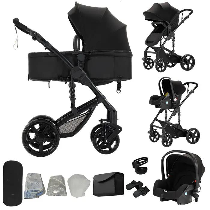 Poussette bébé 3-en-1 innovante, design tendance avec siège auto confortable, nacelle spacieuse et f