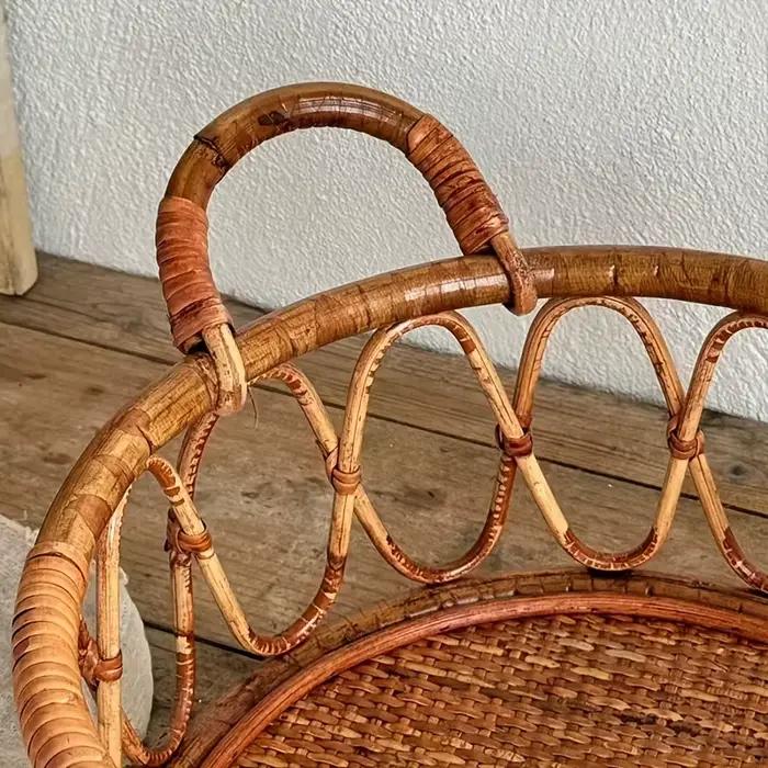 Panier en rotin indonésien tissé à la main pour photos de nouveau-né unisexe usage familial et décoration chambre enfant