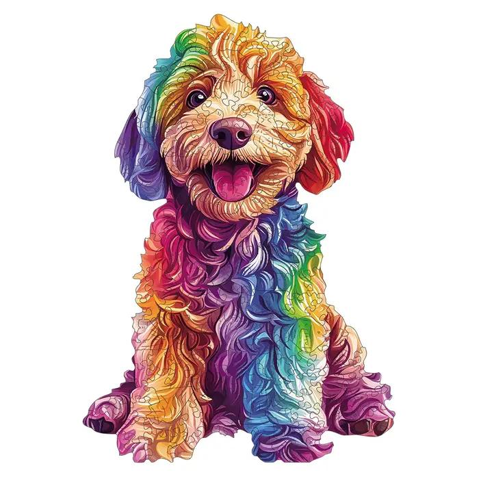 Puzzle en bois coloré avec chien de dessin animé, jouets de puzzle de haute difficulté, entraînement à la concentration pour adultes, cadeaux d'anniversaire de Noël