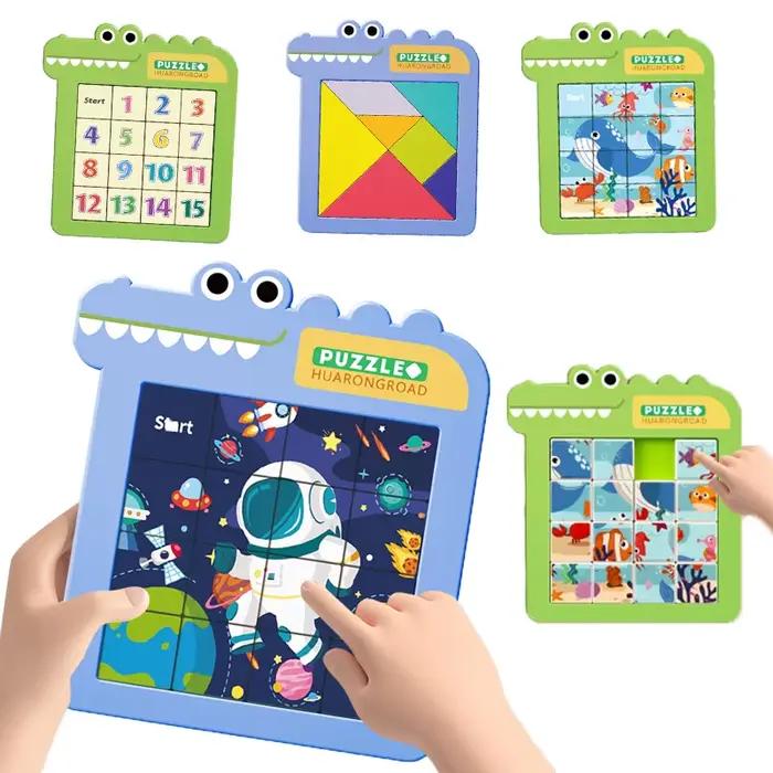 Animaux numéro Puzzle en plastique jouets coulissants mobiles Huarong route jeux d'entraînement cérébral