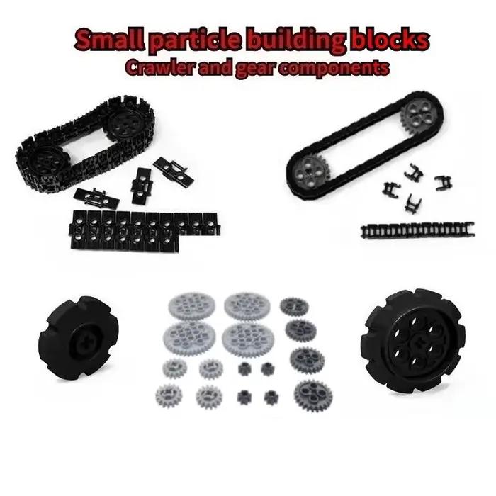 Blocs de puzzle éducatifs de petite taille, pelle à réservoir, convoyeur, pistes, chaînes, engrenages, pièces de jouets pour assemblage zéro, un cadeau pour garçons