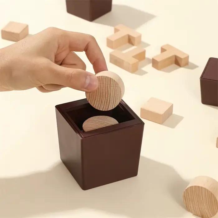 Six puzzles en T en bois 3D pour adultes, jeux de réflexion éducatifs et défis intellectuels pour occuper des moments de détente en famille ou entre amis