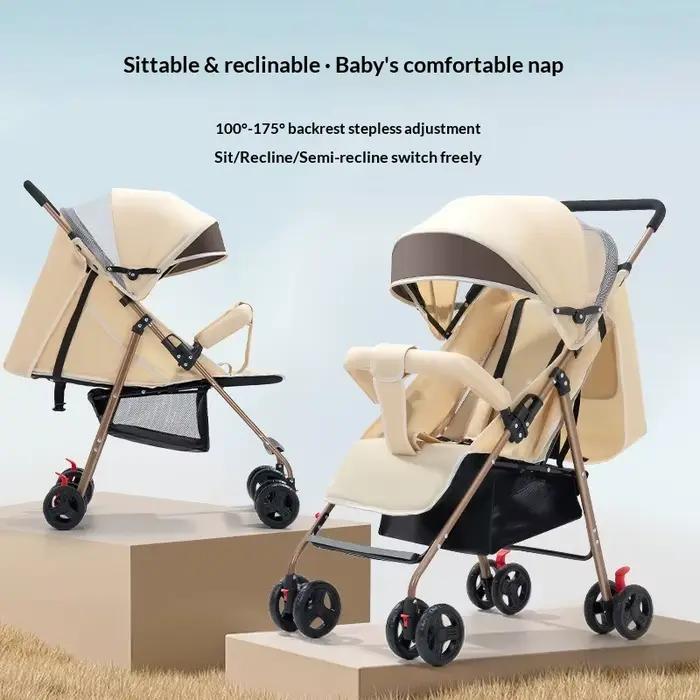 Poussette bébé pliable légère, pliage à une main, dossier réglable, amortissement des chocs, siège h