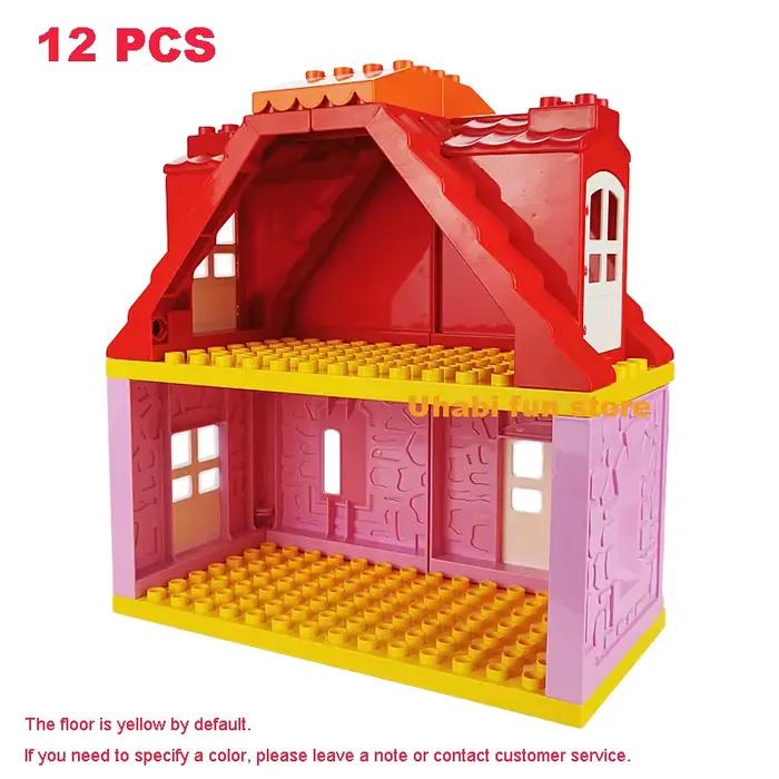 Gros blocs de construction maison Architecture fenêtre mur toit meubles série scène accessoires assemblage jouets éducatifs pour enfants