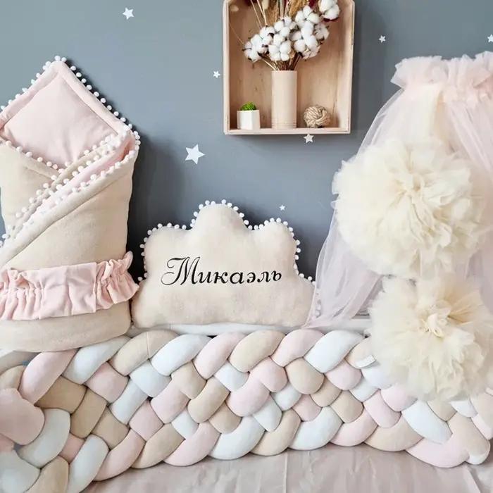 Pare-chocs CPull pour bébé lit de bébé nouveau-né autour de coussin tresse décoration de lit protecteur polyester coton quatre saisons occasions spéciales maternité