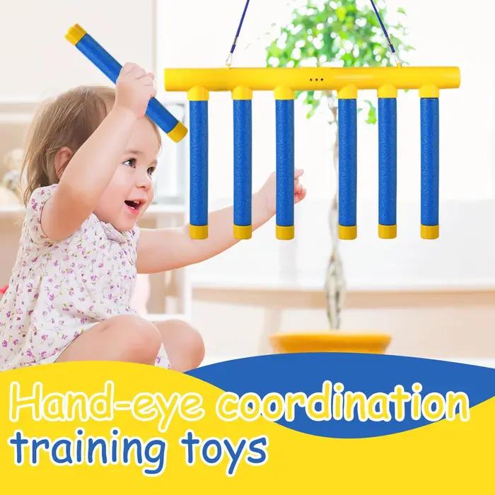 Jeu de bâtons de chute bleu pour enfants coordination oeil-main réactivité cadeau fête anniversaire noel partage amusement familial
