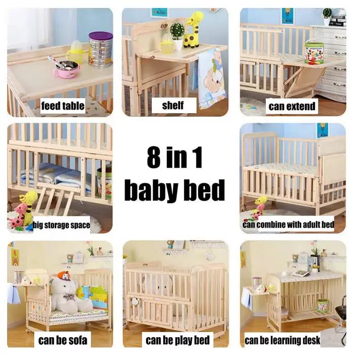 Berceau intelligent réglable en 3 étapes sur roulettes multicolore pour bébé lit de jeu et bureau d'apprentissage occasions spéciales