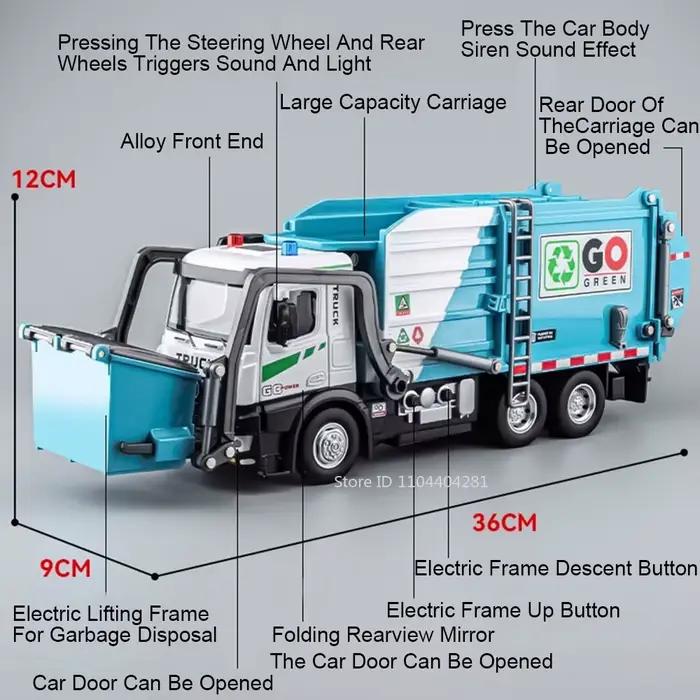 Camion à ordures électrique en alliage moulé sous pression pour enfants