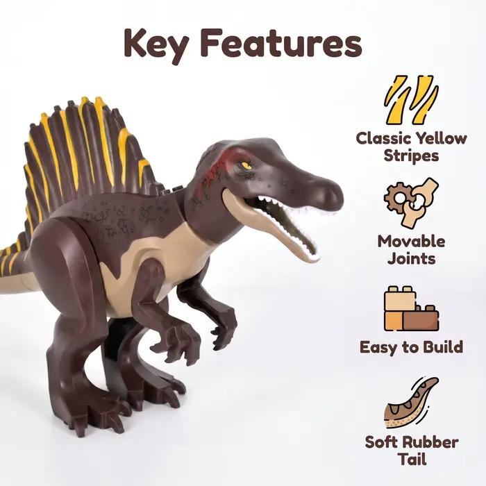 Ensemble de blocs de construction dinosaure Spinosaurus jouet d'aventure jurassique avec voiture tout terrain et arbres briques éducatives STEM pour occcasions spéciales imagination créative et développement des compétences