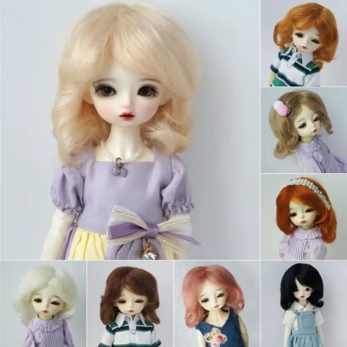 Perruque magique mi-longue bouclée, accessoires de jouet, cheveux au beurre, Mohair, YOSD, MSD, SD,