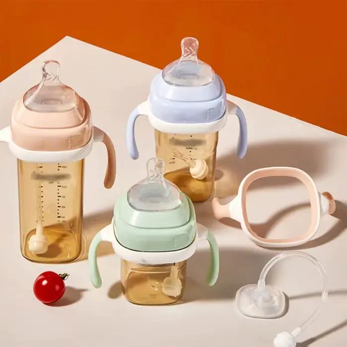 Poignée carrée pour biberon 120ml facile à saisir pour bébé de 6 mois à 36 mois sécurité alimentaire sans BPA phthalates nitrosamines PVC occaions spéciales développement moteur autonomie alimentaire