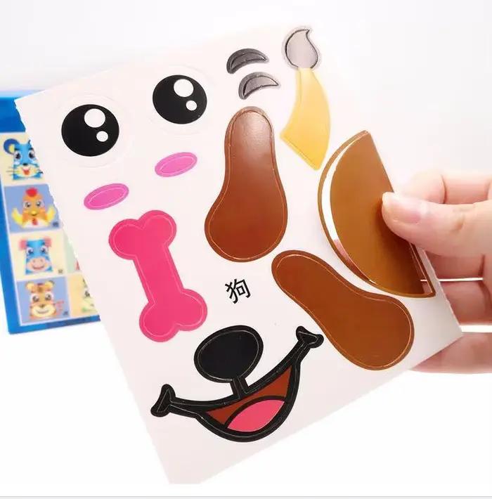 12 pièces enfants 3D bricolage gobelets en papier faits à la main autocollant matériel kit ensemble