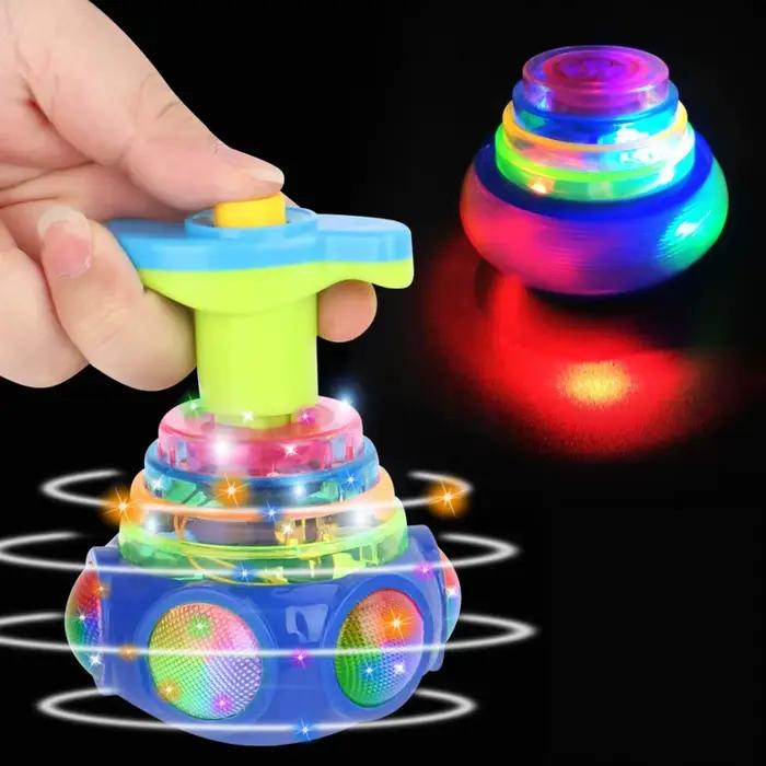 UFO-Toupie pouvez-vous roscope Clignotante pour Enfant, Jouet Lumineux, Piggy LED, Musique, Lanceur