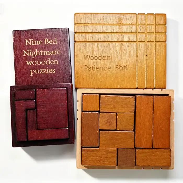 Nouvelles boîtes de casse-têtes en bois Nine Bed & Patience pour adultes et enfants
