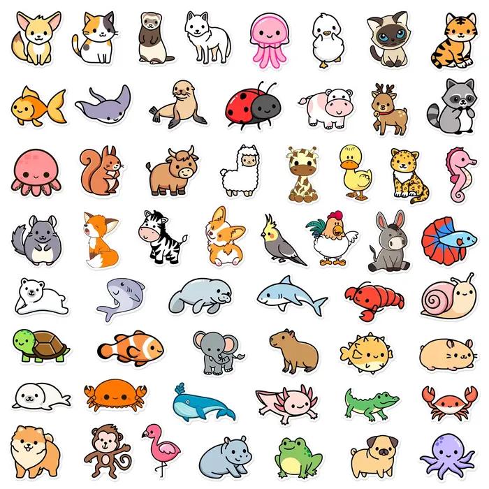 100 pièces mignon dessin animé animaux mélange Graffiti autocollants bricolage téléphone guitare ord