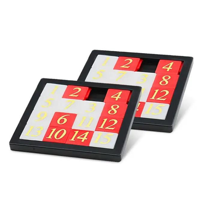 Puzzle de chiffres coulissants Huarong Road en plastique jaune test de qi et casse-tête éducatif pour adolescents et adultes cadeaux anniversaire Noël