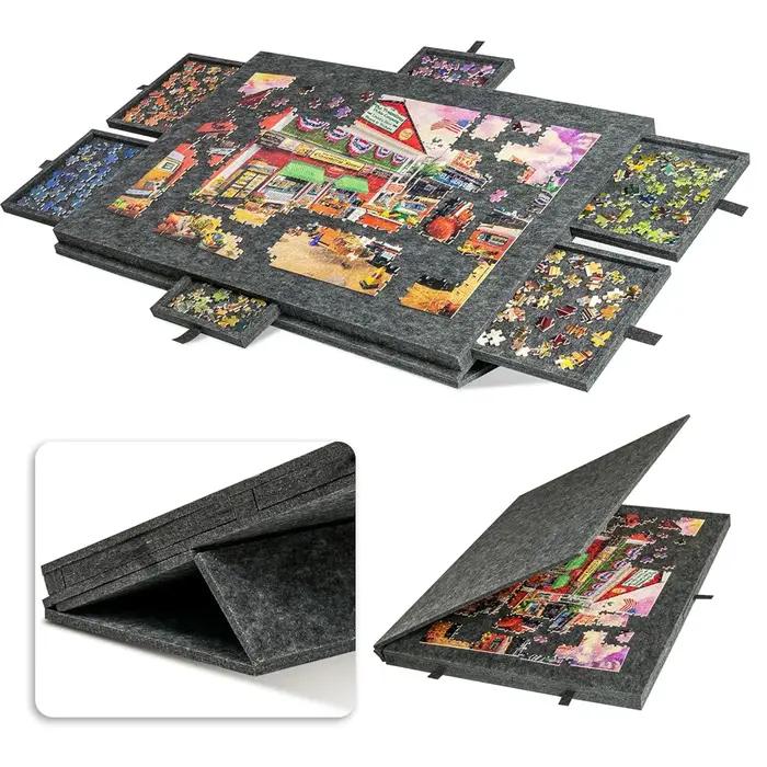 Table de puzzle portable 1000/1500 pièces avec 6 tiroirs de rangement grande capacité pour l'éducation