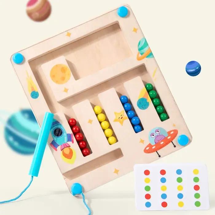 Jeu de labyrinthe à billes magnétiques pour enfants - Cognition des couleurs et des nombres