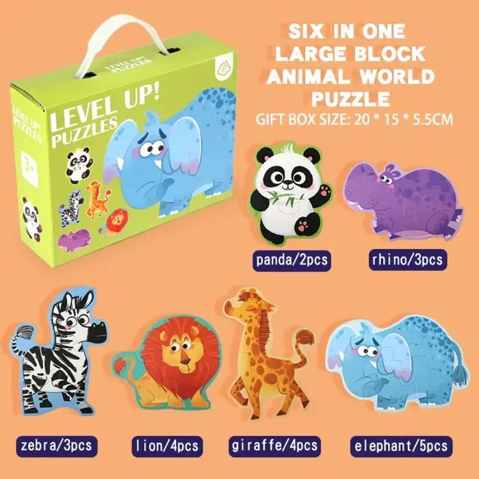Coffret de jeu éducatif six en un portable puzzle pour enfants 3 à 6 ans cadeau d'anniversaire apprendre jouer partager créer occassions spéciales