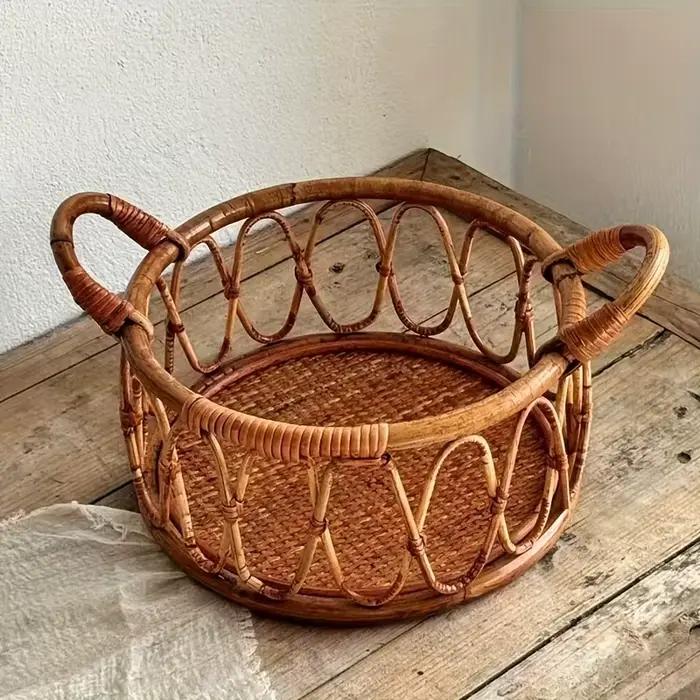 Panier en rotin indonésien tissé à la main pour photos de nouveau-né unisexe usage familial et décoration chambre enfant
