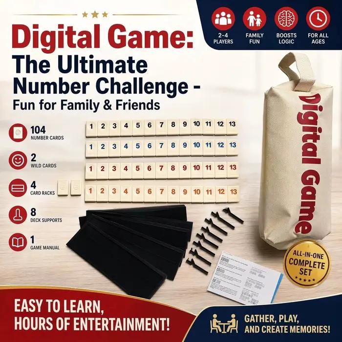 Jeu de cartes Rummy 106 cartes avec 4 porte-cartes et sac de transport portable pour 2 à 4 joueurs réunions familiales et voyages