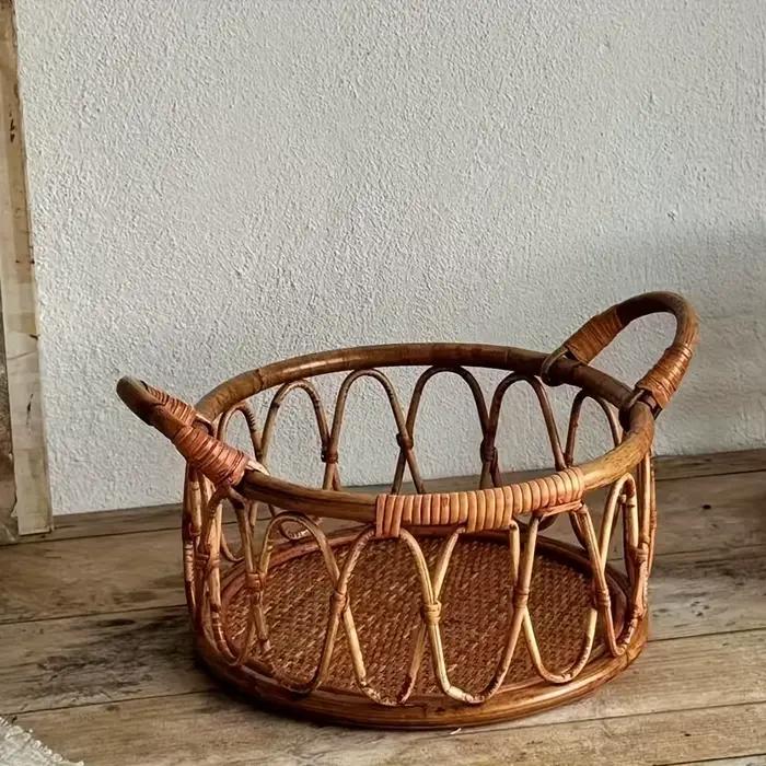 Panier en rotin indonésien tissé à la main pour photos de nouveau-né unisexe usage familial et décoration chambre enfant