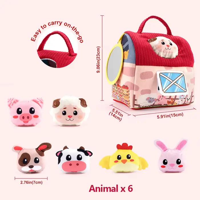 Jouets en peluche animaux de la ferme pour tout-petits, jouets sensoriels portables pour bébés, cade