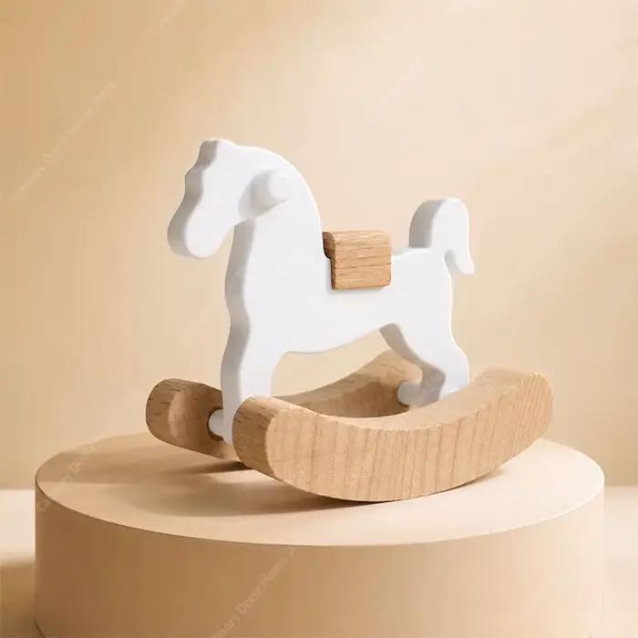 Miniature Cheval en Bois Jouet Modèle Poupée Accessoires Décoratifs Simple Petit